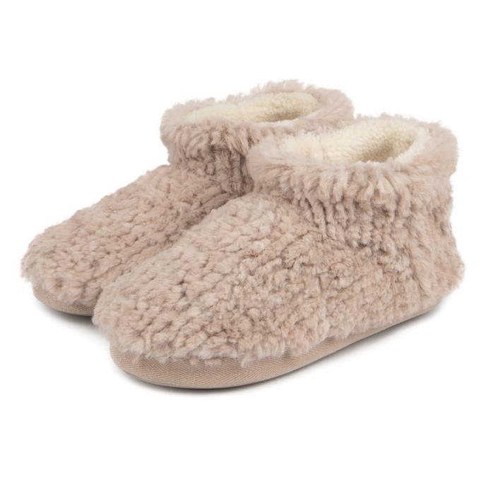 totes Ladies Faux Fur  Short Boot Slippers Oat Extra Image 2